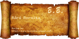 Báró Borsika névjegykártya
